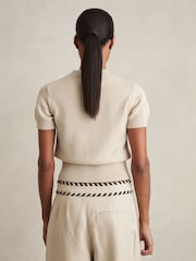 Reiss Neutral Anita Cotton And Wool Crew-Neck Top - Image 4 of 5