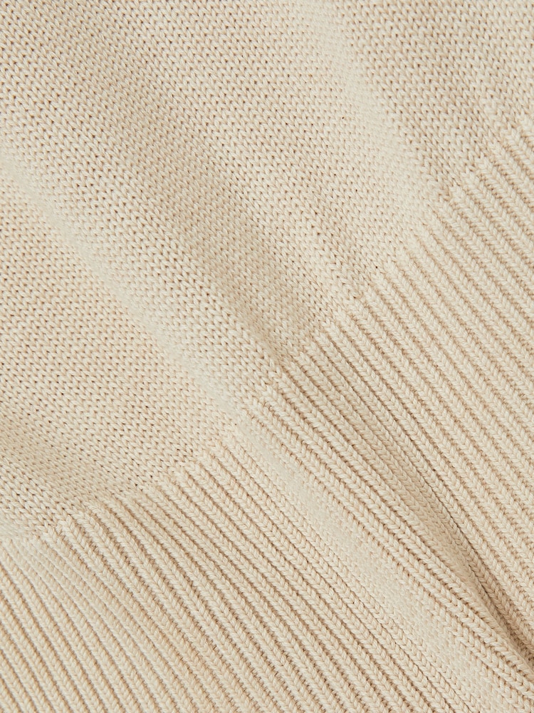 Reiss Neutral Anita Cotton And Wool Crew-Neck Top - Image 5 of 5
