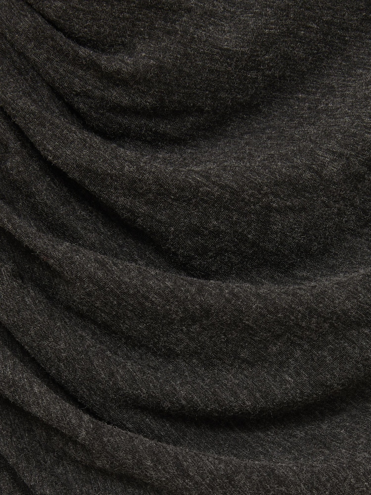 Reiss Charcoal Lucia Asymmetric Ruched Top With Wool - Image 7 of 7