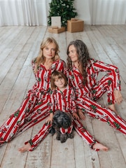 Chelsea Peers Red Christmas Santa Stripe Print Long Pyjamas Set - Image 1 of 5