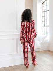 Chelsea Peers Red Christmas Santa Stripe Print Long Pyjamas Set - Image 4 of 5