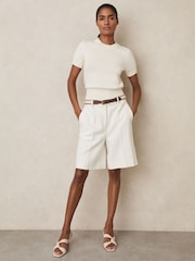 Reiss Ivory Anita Cotton And Wool Crew-Neck Top - Image 3 of 5