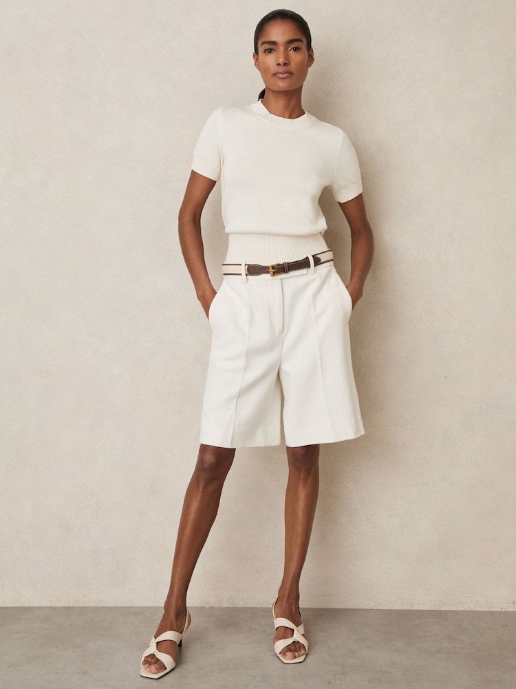 Reiss Ivory Anita Cotton And Wool Crew-Neck Top - Image 3 of 5