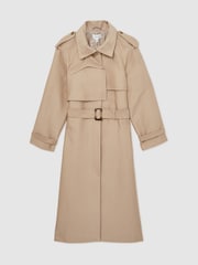 Reiss Neutral August Gabardine Trench Coat with Cotton - Image 2 of 6
