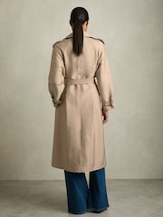 Reiss Neutral August Gabardine Trench Coat with Cotton - Image 4 of 6