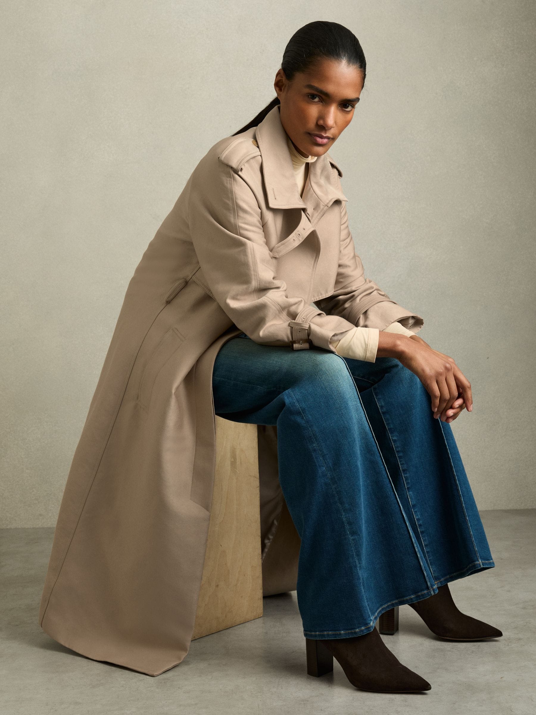 Buy Reiss Neutral August Gabardine Trench Coat with Cotton from