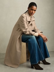 Reiss Neutral August Gabardine Trench Coat with Cotton - Image 5 of 6