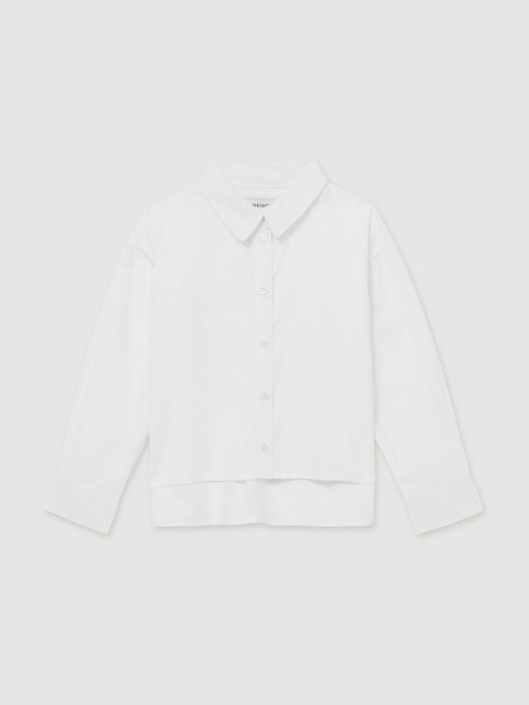 Reiss White Kiari 9-13 yrs Cotton-Poplin Button-Down Shirt - Image 2 of 4
