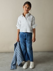 Reiss White Kiari 9-13 yrs Cotton-Poplin Button-Down Shirt - Image 3 of 4