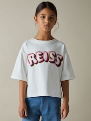 Reiss Pink Print Sandra 9-13 yrs Cotton-Jersey Logo T-Shirt - Image 1 of 4