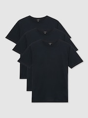 marine - Reiss Bless Cotton-Jersey Crew-Neck T-Shirts 3 Pack - Image 1 de 6