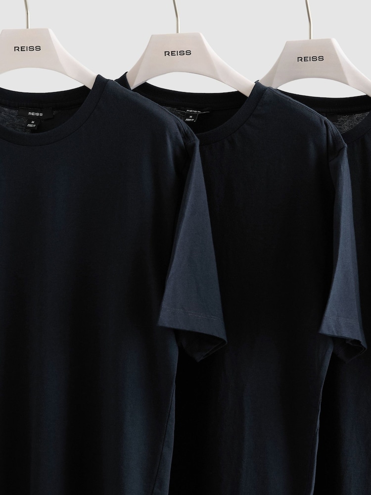 Reiss Navy Bless 3 Pack Cotton Crew-Neck Tailored-Fit T-Shirts 3-Pack - Image 9 of 9