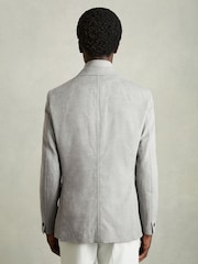 Reiss Grey Patch Regular-Fit Single-Breasted Blazer With Gilet Insert - Image 7 of 9