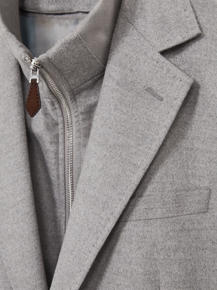 Reiss Grey Patch Regular-Fit Single-Breasted Blazer With Gilet Insert - Image 9 of 9