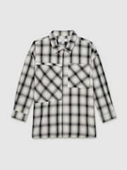 Reiss Grey Ulla 13-14 yrs 100% Cotton Oversized Check Shirt - Image 1 of 4