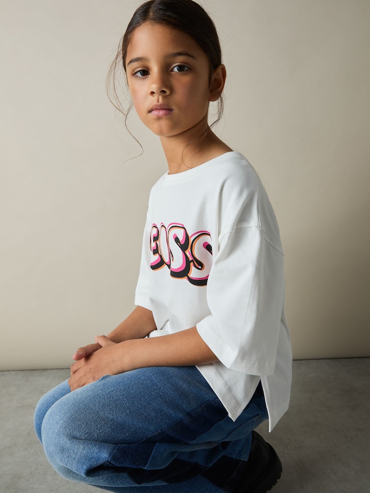 Reiss Pink Print Sandra 13-14 yrs Cotton-Jersey Logo T-Shirt - Image 2 of 4 Reiss Pink Print Sandra 13-14 yrs Cotton-Jersey Logo T-Shirt - Image 2 of 4