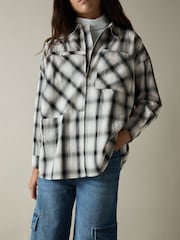 Reiss Grey Ulla 9-13 yrs 100% Cotton Oversized Check Shirt - Image 1 of 4