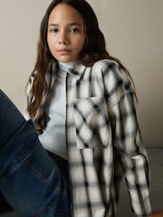 Reiss Grey Ulla 9-13 yrs 100% Cotton Oversized Check Shirt - Image 3 of 4