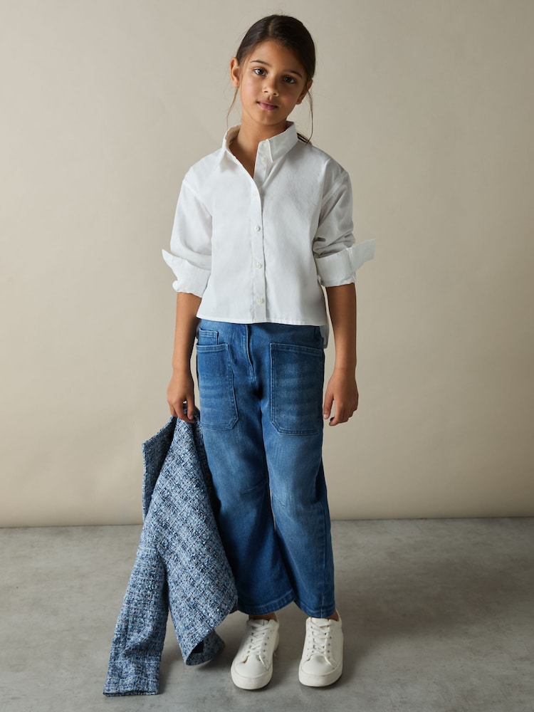 Reiss White Kiari 4-9 yrs Cotton-Poplin Button-Down Shirt - Image 1 of 4