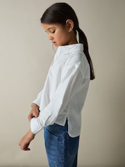 Reiss White Kiari 4-9 yrs Cotton-Poplin Button-Down Shirt - Image 3 of 4