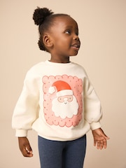 Cream Santa Christmas Crew Sweatshirt and Legging Set (3mths-7yrs) - Image 1 of 3