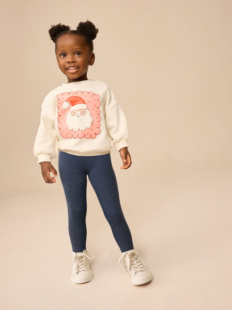 Cream Santa Christmas Crew Sweatshirt and Legging Set (3mths-7yrs) - Image 2 of 3