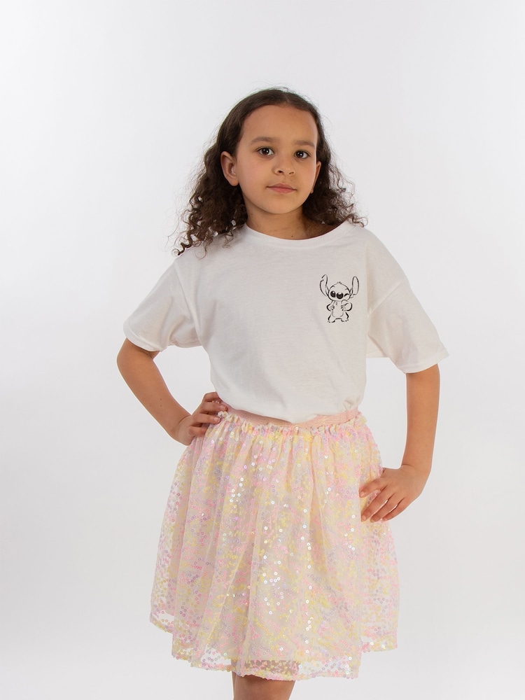 Brands In White Disney Lilo & Stitch Wink 100% Cotton Girls T-Shirt - Image 1 of 4