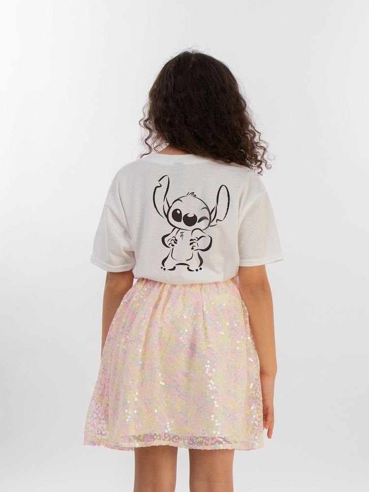 Brands In White Disney Lilo & Stitch Wink 100% Cotton Girls T-Shirt - Image 2 of 4