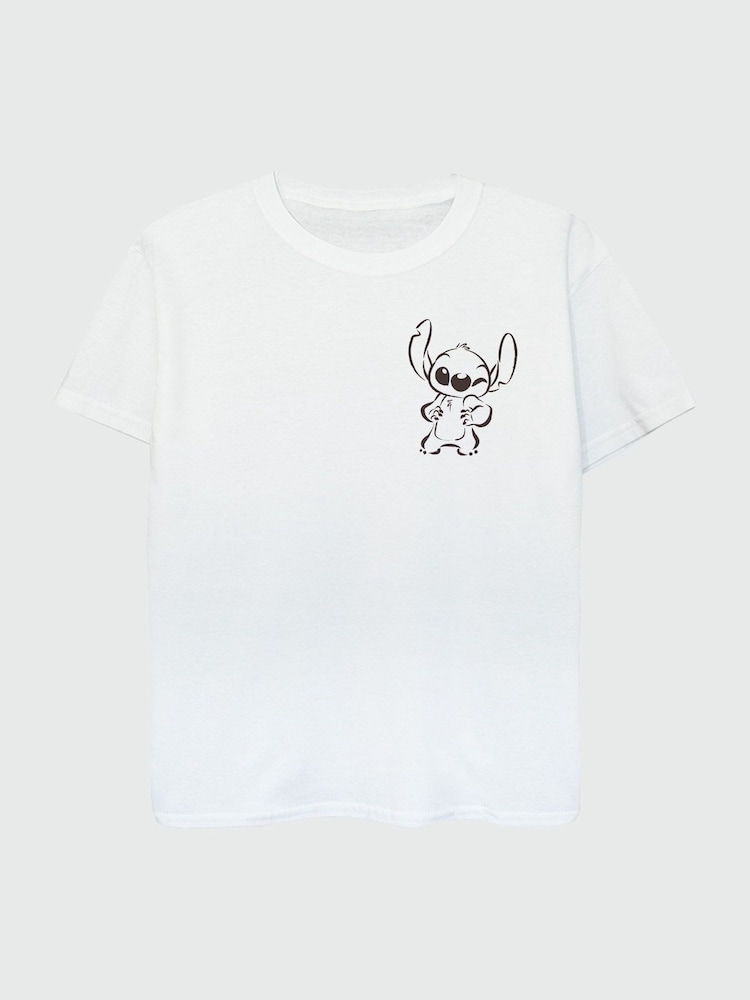 Brands In White Disney Lilo & Stitch Wink 100% Cotton Girls T-Shirt - Image 4 of 4