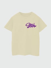 Brands In Natural Disney Lilo & Stitch Cutie Graffiti 100% Cotton Girls T-Shirt - Image 3 of 4