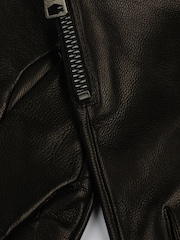 AllSaints Black Leather Gloves with Branded Zip Pull & Touch Tips - Image 5 of 5