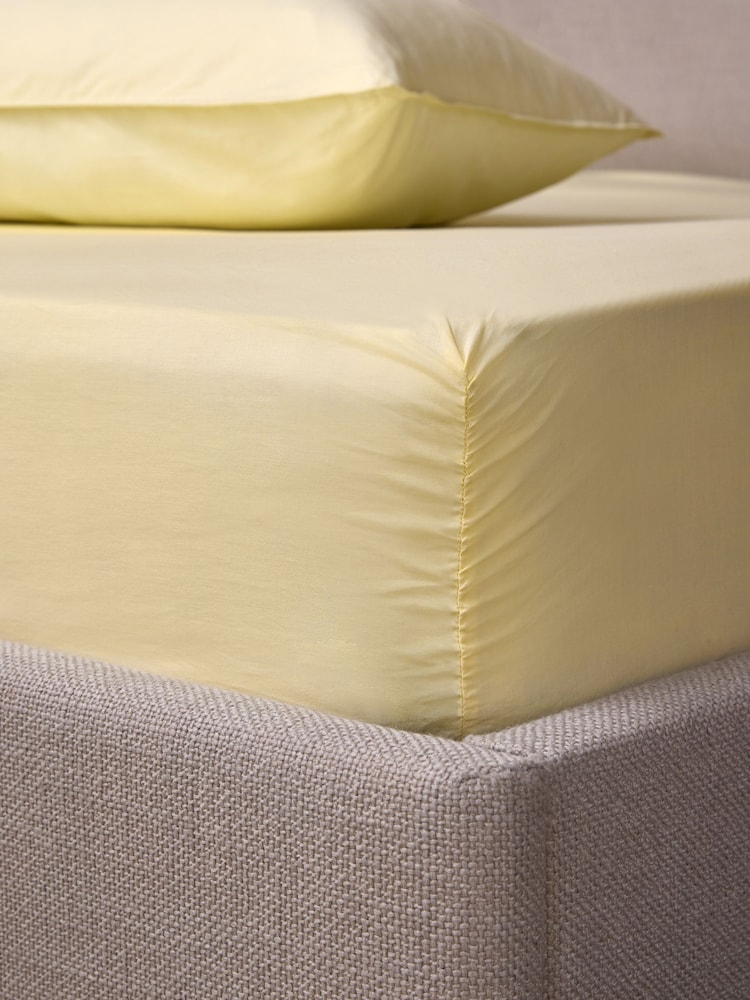 MADE.COM Yellow Cosy Washed Cotton Extra Deep Fitted Sheet - Image 2 of 3