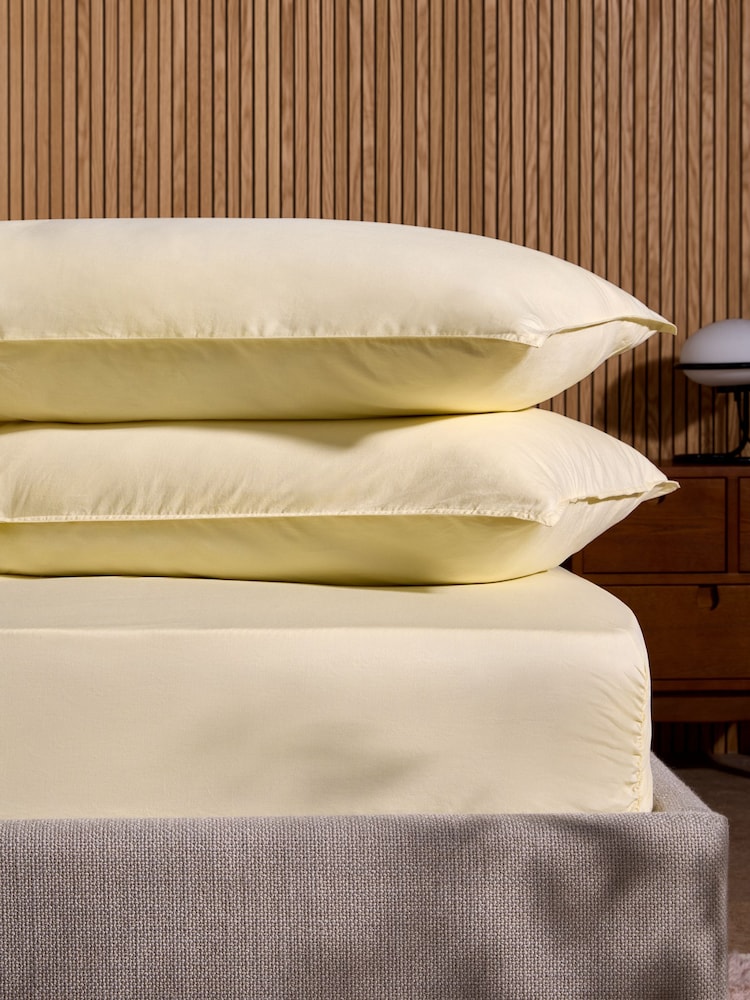 MADE.COM Buttermilk Yellow Cosy Washed Cotton Pillowcase Set of 2 - Image 1 of 3 MADE.COM Buttermilk Yellow Cosy Washed Cotton Pillowcase Set of 2 - Image 1 of 3