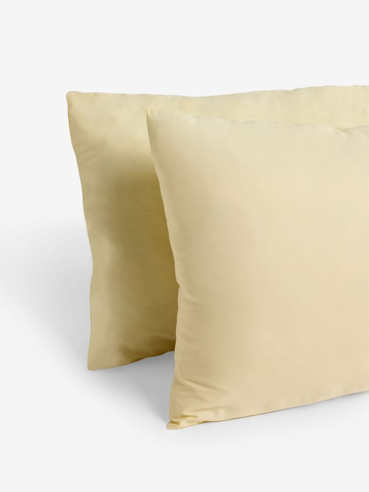MADE.COM Buttermilk Yellow Cosy Washed Cotton Pillowcase Set of 2 - Image 3 of 3