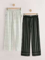 Black & White Stripe Linen Blend Pyjama Bottoms 2 Pack - Image 1 of 8