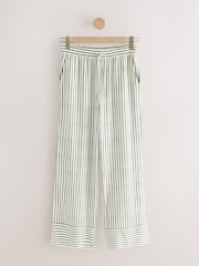 Black & White Stripe Linen Blend Pyjama Bottoms 2 Pack - Image 2 of 8