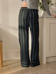 Black & White Stripe Linen Blend Pyjama Bottoms 2 Pack - Image 5 of 8