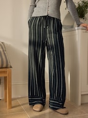 Black & White Stripe Linen Blend Pyjama Bottoms 2 Pack - Image 6 of 8