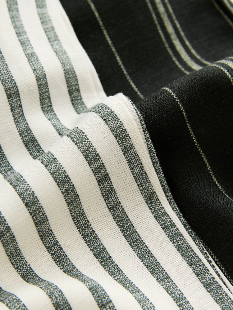 Black & White Stripe Linen Blend Pyjama Bottoms 2 Pack - Image 7 of 8