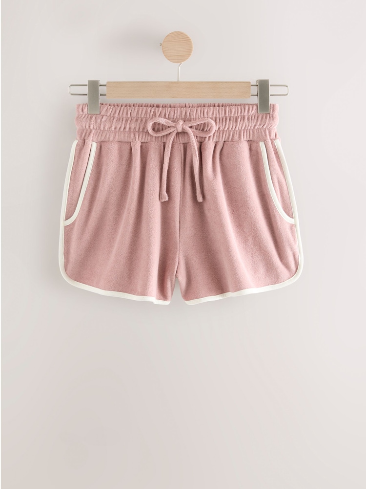 Pink/Ecru Stripe Towelling 100% Cotton Shorts 2 Pack - Image 2 of 5
