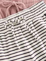 Pink/Ecru Stripe Towelling 100% Cotton Shorts 2 Pack - Image 5 of 5