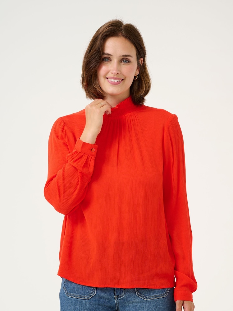 Kaffe Casual Fit KAtrine Smock Neck Blouse - Image 1 of 5