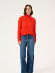 Kaffe Casual Fit KAtrine Smock Neck Blouse - Image 2 of 5