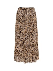 Kaffe KAlilje Leopard Print Pleated Elastic Waist Maxi Black Skirt - Image 4 of 5