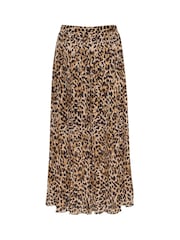 Kaffe KAlilje Leopard Print Pleated Elastic Waist Maxi Black Skirt - Image 5 of 5