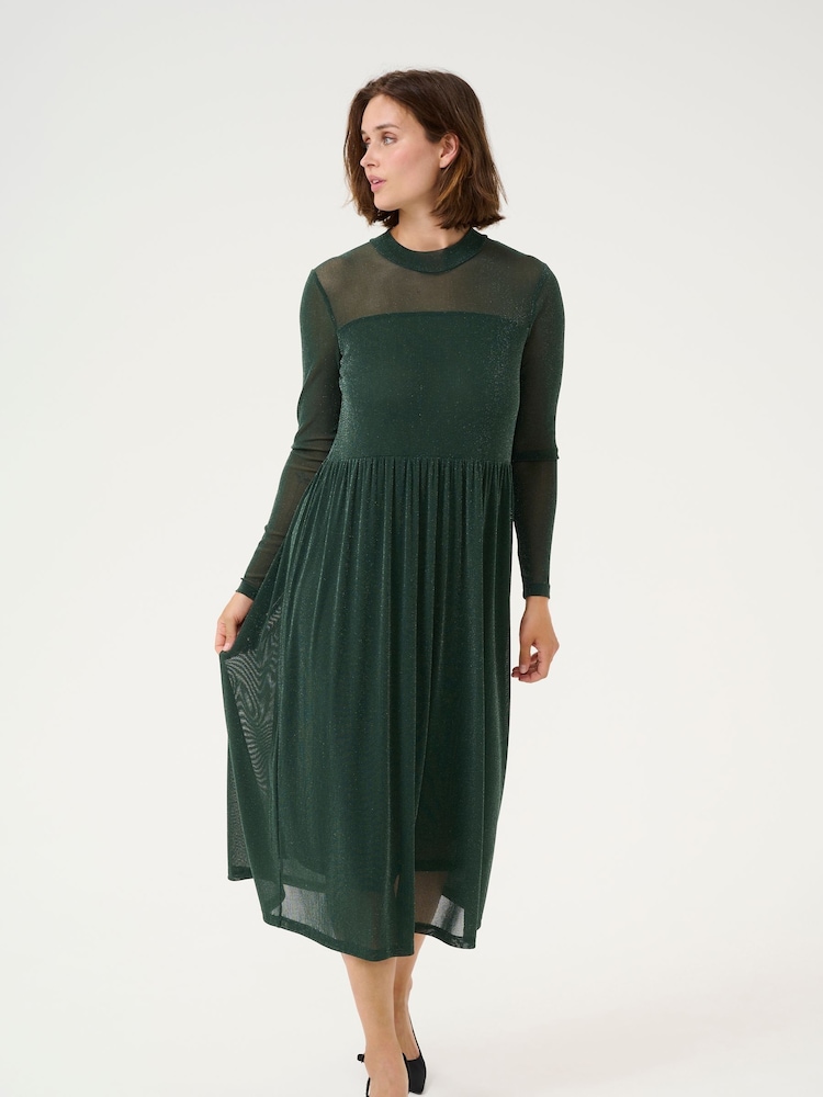 Kaffe Kaolga Mesh Glitter Midi Dress - Image 1 of 5