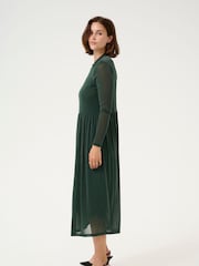 Kaffe Kaolga Mesh Glitter Midi Dress - Image 2 of 5