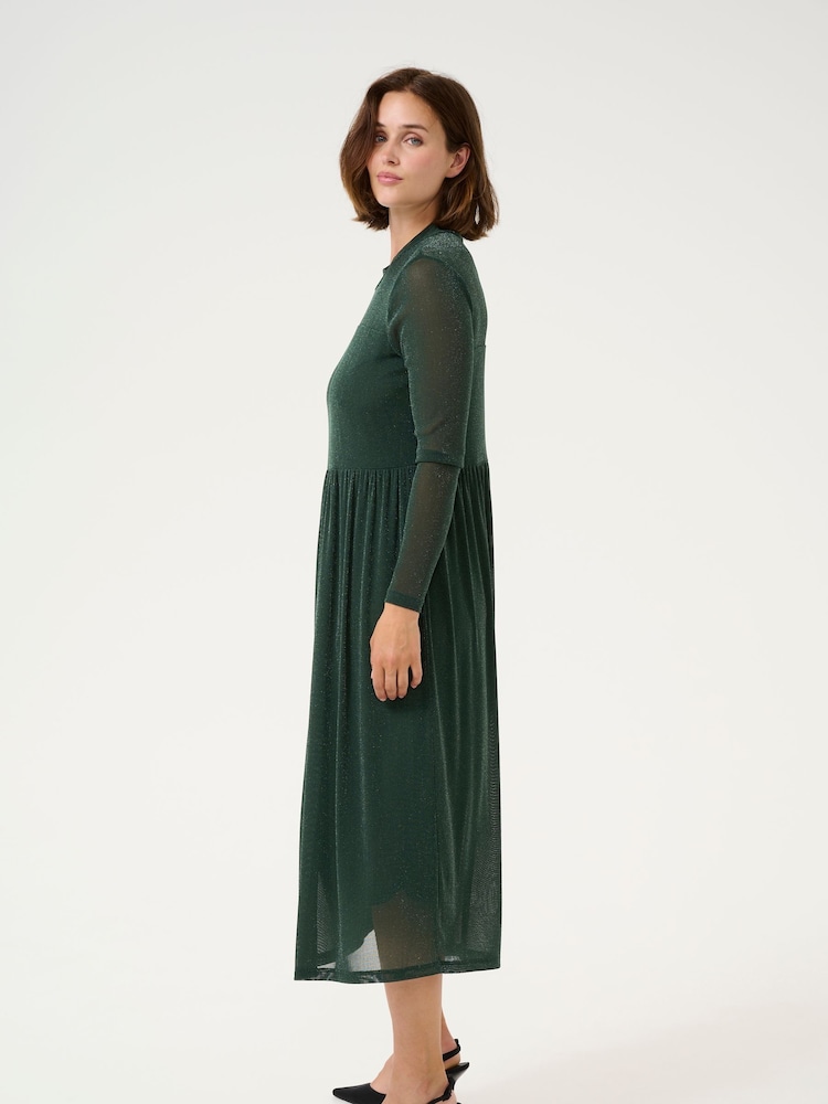 Kaffe Kaolga Mesh Glitter Midi Dress - Image 2 of 5