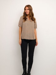 Kaffe Kasally Short Sleeve Brown Blouse - Image 2 of 5