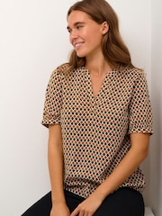 Kaffe Kasally Short Sleeve Brown Blouse - Image 3 of 5